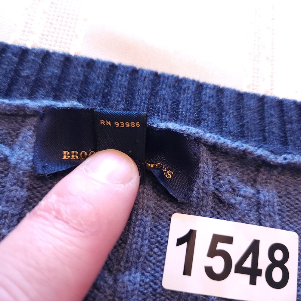 Brooks Brothers Mens 2XL Blue Striped Cable Knit Crew Neck Pullover Sweater - Picture 5 of 11